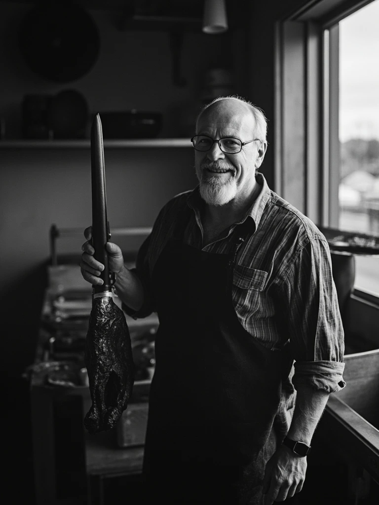 Pitmaster with a butcher paper-wrapped brisket