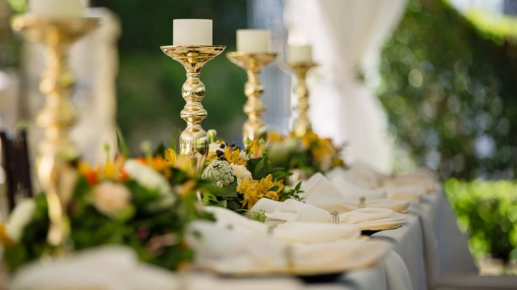 Wedding reception buffet with smoked meats and cast-iron sides